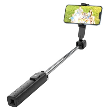 Hoco K18 - Suport Stand, tip Selfie, pentru telefon, 2 in 1, Telescopic, Inox, cu telecomanda BT, Negru - Img 3