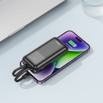 Hoco Q25 - Baterie Externa, PowerBank, cu mini-cabluri USB-C / Lightning x 20W, 5V, 2A, 10000mAh, Display LED, Graceful, Negru - Img 4