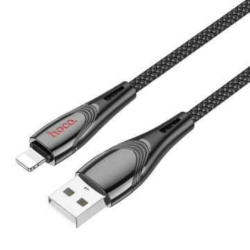 Hoco U133 - Cablu Date si Incarcare, USB la Lightning, 2.4A, Braided, 1.2m, Negru - Img 2