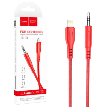 Hoco UPA18 - Cablu Audio, Lightning la Jack 3.5mm (M) - 1m, Rosu - Img 1
