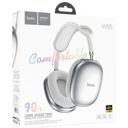 Hoco W55 - Casti Wireless Over Ear Bluetooth 5.4 200h StandBy TF Card Silver - Img 1