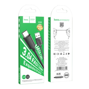 Hoco X88 - Cablu Date si Incarcare, USB-A la USB-C, 18W, 2.4A, 1m, Negru - Img 2