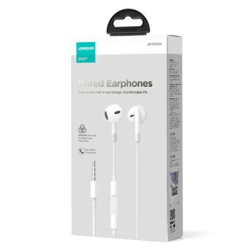 Joyroom JR-EW01 - Casti cu Fir, In Ear, 3.5mm, 1.2m, Mic & Volume Key, HiFi, Alb - Img 2