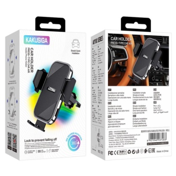 Kaku KSC-1167 - Suport Auto, montaj Ventilatie, cleme laterale, 360°, PullClip, Negru - Img 1