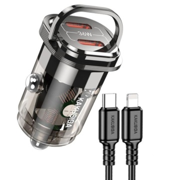 Kaku KSC-1195 - Incarcator Auto + Cablu Lightning, 1m, PD36W, 2xUSB-C, Negru - Img 3