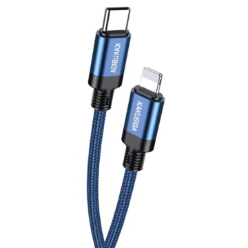 Kaku KSC-970 - Cablu Date si Incarcare, Type-C la Lightning, PD27W, QC3.0, Braided, 1m, Albastru - Img 3