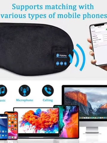 Masca de dormit cu Casti Wireless Stereo, Bluetooth 5.0, Negru - Img 2