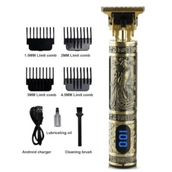 Raf R431 – Aparat de tuns fara fir cu afisaj digital, 4 distantiere, 7200 rpm, auriu invechit - Img 2