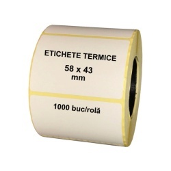 Role etichete autoadezive termice Ecothermal (TH) 58x43 mm, 1000 etichete/rola, Ambalare CUTIE 20 role - Img 1