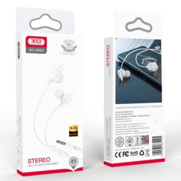 XO EP63 - Casti cu Fir, In Ear, 3.5mm, 1.2m, Mic & Volume Key, HiFi, Alb - Img 1
