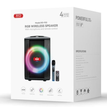 XO F53 - Boxa Portabila Bluetooth 5.0 40W 3600mAh RGB Microfon Negru - Img 1
