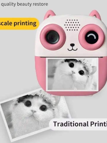 Aparat foto copii cu functie de printare, Pinokio, Rezolutie 24Mpx 1080P, Display LCD Color 2.4", Rola hartie inclusa, Roz pal - Img 4