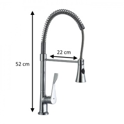 Baterie bucatarie Z-INOX, gat flexibil 45cm, 2 moduri stropire, cartus ceramic, ZLN8153, argintiu - Img 3