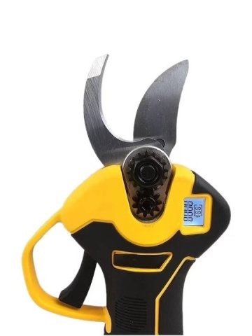 DO193 - Foarfeca electrica cu ecran digital pentru afisarea numarului de taieri si procentajului bateriei, 2 acumulatori 24V pentru taierea crengilor, curatarea copacilor si vitei de vie, cu lada de depozitare, negru/galben - Img 5