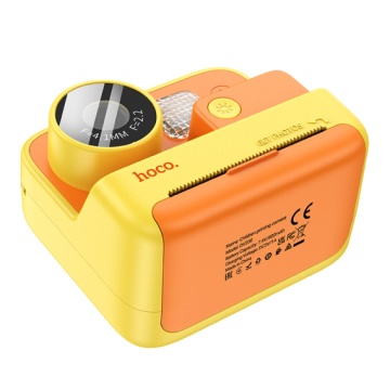 Hoco DV200 - Camera Foto/Video, cu imprimanta, pentru copii, Instant Print, 48MP, baterie incorporata, Multilanguage, Galben - Img 3