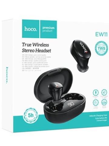 Hoco EW11 - Casti Wireless, Ear Buds, Bluetooth 5.1, 200h StandBy, 300mAh, Melody, Negru - Img 1