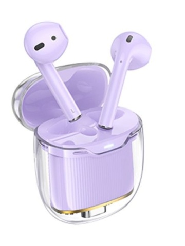 Hoco EW52 - Casti Wireless, Ear Buds, Bluetooth 5.3, Baterie 300mAh, 180h, Crystal, Violet - Img 4