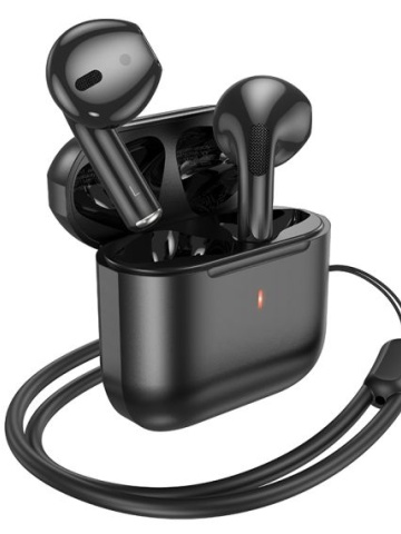 Hoco EW53 - Casti Wireless, Ear Buds, Bluetooth 5.3, Baterie 150h StandBy, 250mAh, Lanyard, Lucky, Negru - Img 3