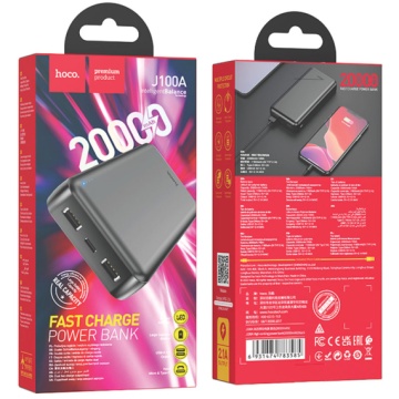Hoco J100A - Baterie externa 20000mAh, 2xUSB-A, , Negru - Img 1
