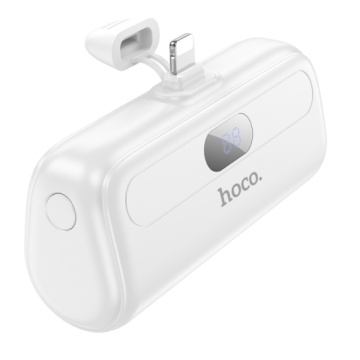 Hoco J116 - Baterie Externa, PowerBank, afisaj digital, conector Lightning, Compact Size, 5000mAh, 5V/2A, Alb - Img 2