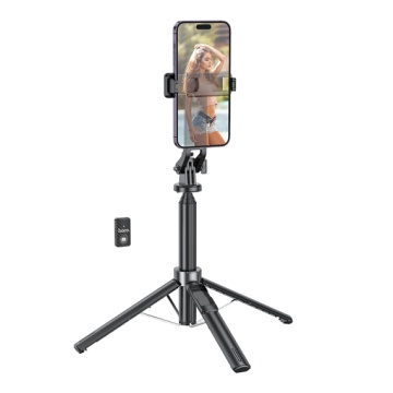 Hoco K21 - Suport Stand, tip Selfie, pentru telefon, 2 in 1, Telescopic, Aluminiu, cu telecomanda BT, Negru - Img 2