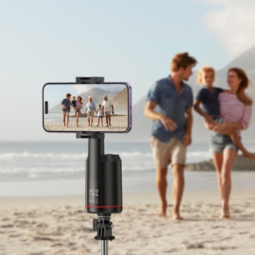 Hoco K23 - Suport tip Selfie, Face Auto-Tracking, 1200mAh, Rotativ 355°, telecomanda de control, Lotus, Negru, Negru - Img 8