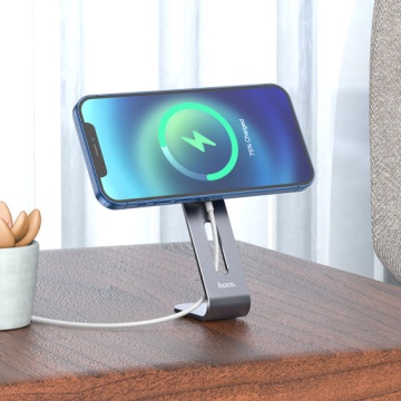 Hoco PH44 - Suport Birou, Magnetic, pentru incarcator MagSafe, Desktop Stand, Argintiu - Img 2