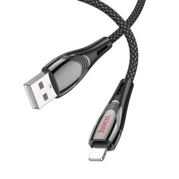 Hoco U133 - Cablu Date si Incarcare, USB la Lightning, 2.4A, Braided, 1.2m, Negru - Img 3