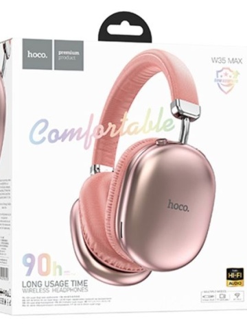 Hoco W35 Max - Casti Wireless Over Ear BT 5.3 Stand-By 200h 800mAh Suport Card Joy Roz - Img 1