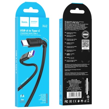 Hoco X62 - Cablu Date si Incarcare, USB la Type-C, 20W, 1m, Negru - Img 1