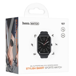 Hoco Y27 - Ceas SmartWatch Sport BT 5.0, Apel, 230mAh, Negru - Img 1