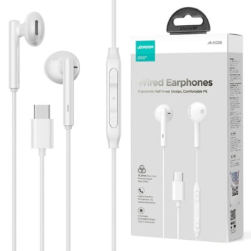 Joyroom JR-EC05 - Casti cu Fir, In Ear, Type-C, 1.2m, Mic & Volume Key, HiFi, Alb - Img 1