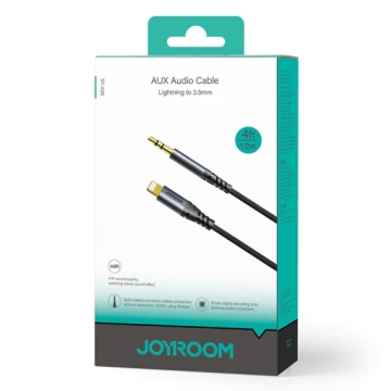 Joyroom SY-A06 - Cablu Audio, Lightning la Jack 3.5mm (M) - 1.2m, Negru - Img 1