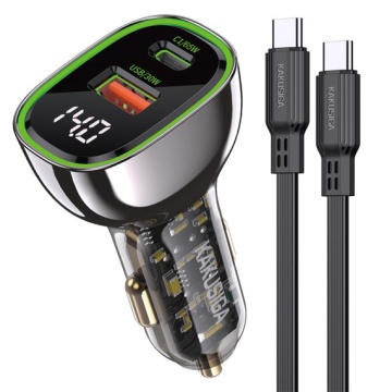 Kaku KSC-1055 - Incarcator Auto + Cablu USB-C, 95W, 1xUSB-C, 1xUSB-A-A, PD, QC 3.0, Negru - Img 2