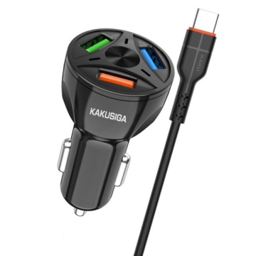 Kaku KSC-493 - Incarcator Auto + Cablu USB-C, 20W, 3xUSB-A-A, QC 3.0, Negru - Img 2