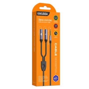 Kaku KSC-570 - Cablu, Audio Y Splitter, 2x Jack 3.5mm (F) - la Jack 3.5mm (M) - 27cm, Negru - Img 1