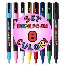 M1483 - Set marker UNI Posca 8 culori, pc-3m, varf rotund, 0.9-1.3mm - Img 3