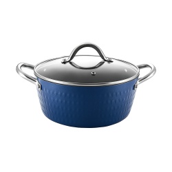 Oala cu capac 20 cm, 2.1L, Zilan ZLN9600, 6 straturi Diamond, ceramica + inox, baza inductie, manere nituite, capac sticla securizata - Img 1
