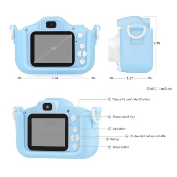 OEM KidsCam 2.0 - Camera Foto/Video copii 2 inch, HD dual lens, silicon albastru, - Img 3
