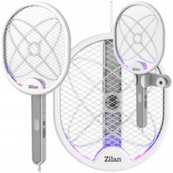 Paleta electrica anti-insecte Zilan ZLN7088, 2800V, reincarcabila, lampa LED, maner reglabil, suport inclus, alba - Img 4