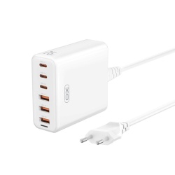 XO L133 – Statie incarcare GaN PD 75W cu 3xUSB-C si 3xUSB-A cablu 1.5m, alb - Img 2