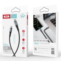 XO NB-Q167 - Cablu Date si Incarcare, Type-C, PD60W, QC3.0, Metall Braided, 1m, Negru - Img 1