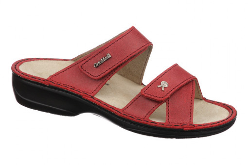 Papuci confort, piele, OrtoMed 3702-012-P84 bordo