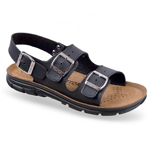 Sandale negre, confort, barbati Ortomed 3002-0-P02