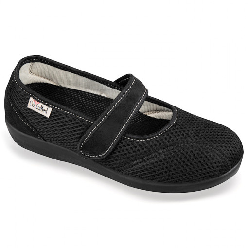 Pantofi confort, negri dama, OrtoMed 6089-T21