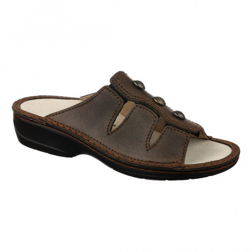 Papuci confort, piele, OrtoMed 3709-012-P78 Maro