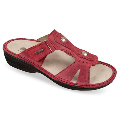 Papuci confort, piele naturala, OrtoMed 3706-012-P84 rosii