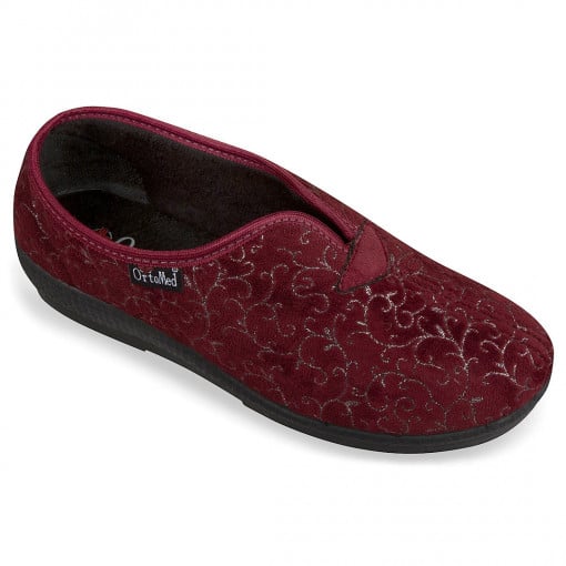 Pantofi confort, calapod lat, bordo, dama, OrtoMed 621-C143
