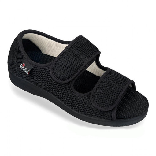 Sandale confort, calapod lat, negre, dama, OrtoMed 513-T21