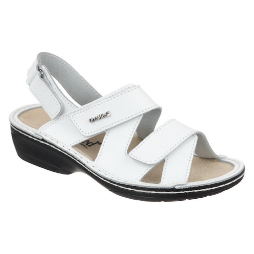 Sandale confort, piele, albe, dama, OrtoMed 3705 012-P53